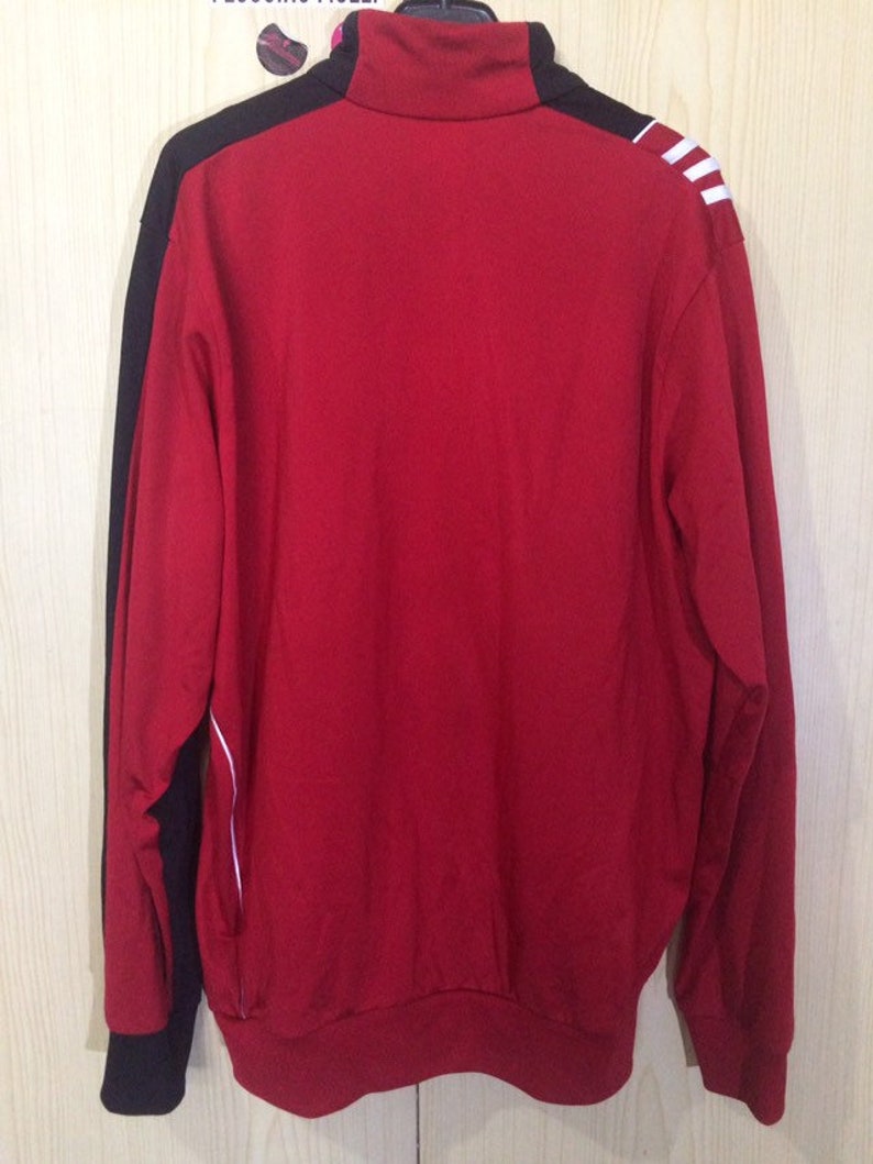 L Vintage ADIDAS Trefoil Red Black track suit tracksuit top track jacket sweat shirt pull over warm up full zip sweater Sportwear image 2