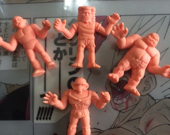 Vintage 80s Japan Kinnikuman M.U.S.C.L.E  Kinkeshi Rubber toys muscleman men Bandai keshi Figure keshigomu LOT of 5 japanese anime retro
