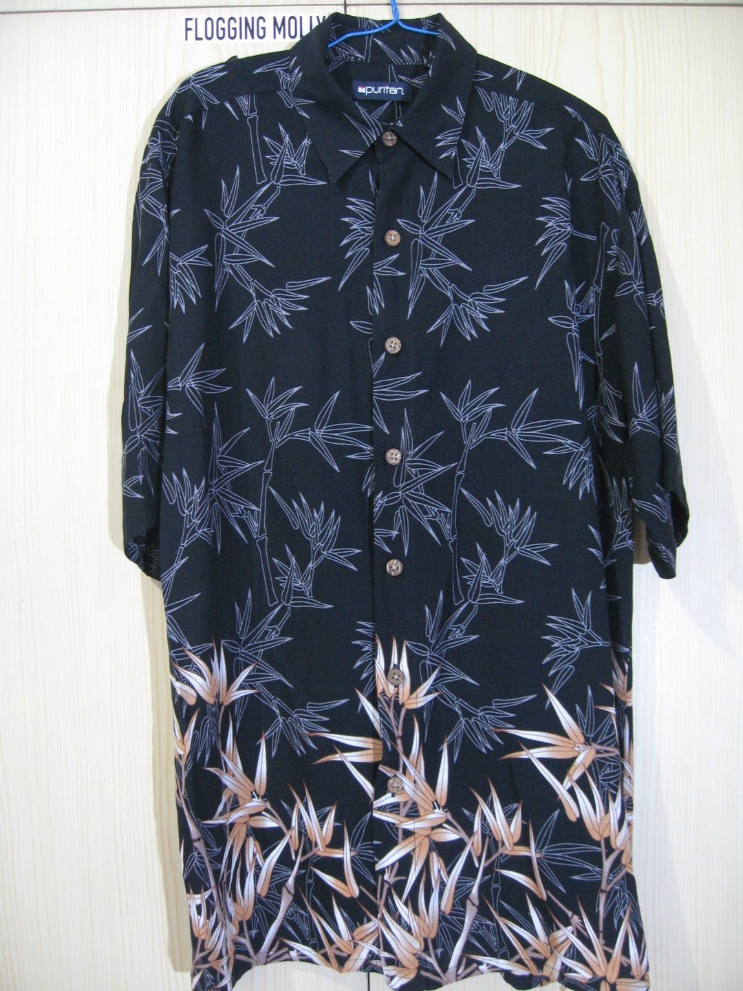 M Rayon 1990s Vintage Puritan Hawaiian Shirt Black Aloha Shirt - Etsy