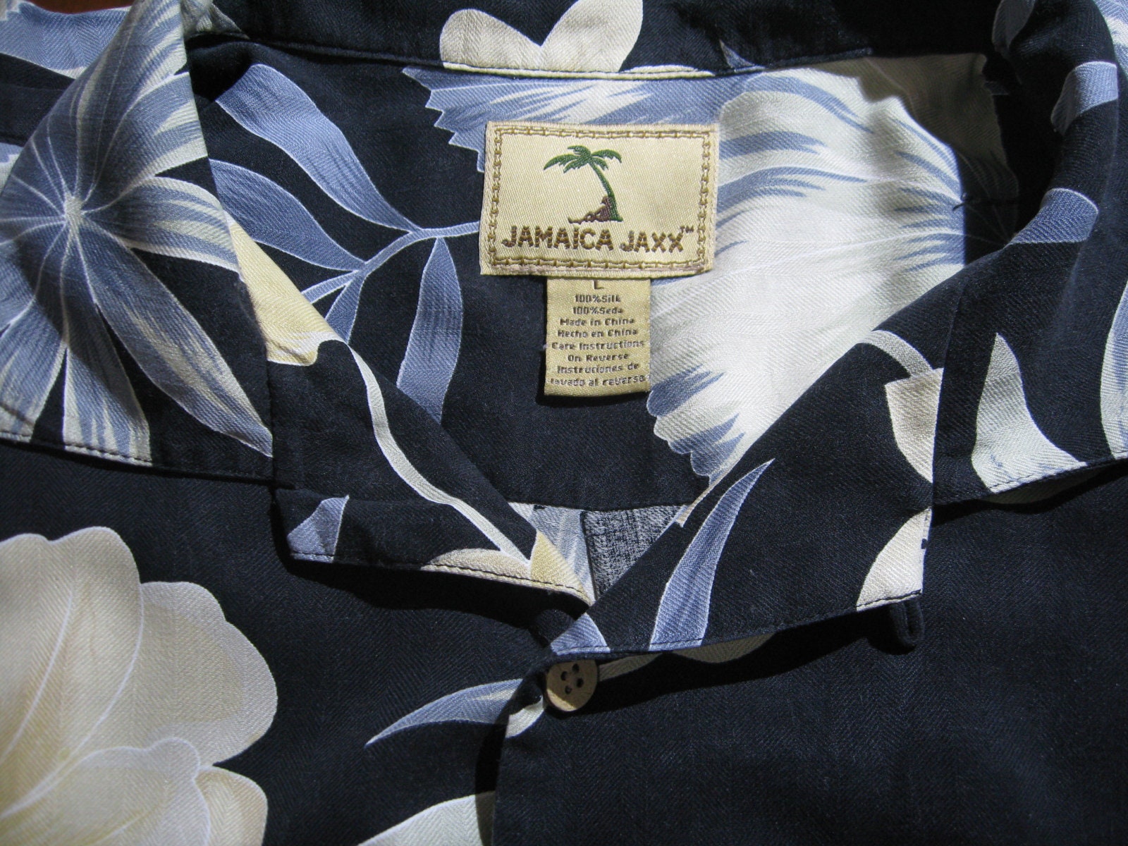 L Silk 1990s Vintage Jamaica Jaxx Hawaiian Shirt Black Aloha | Etsy