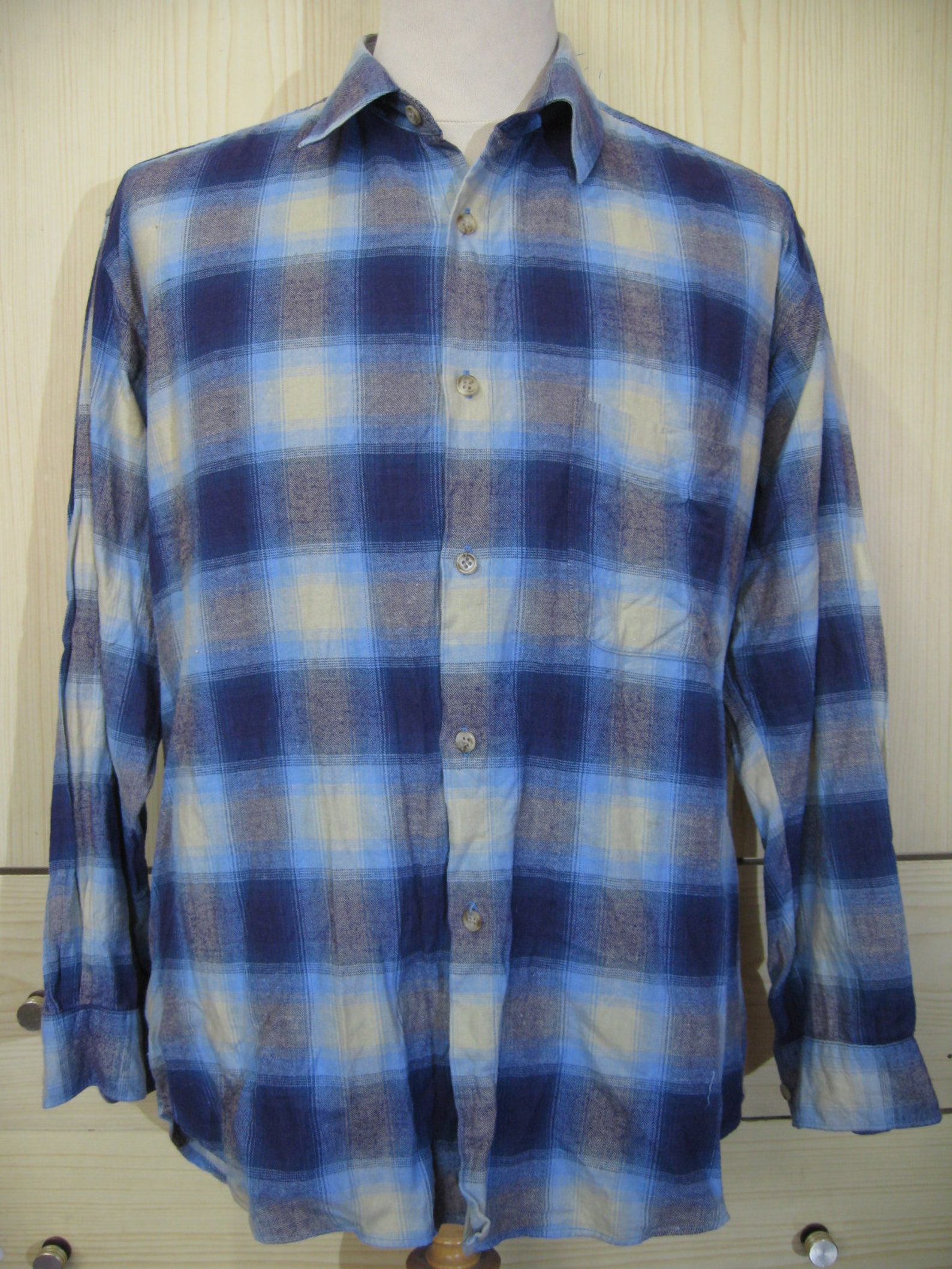 Size L 1990s Vintage Checkered Japanese Flannel Flannels Long Sleeved