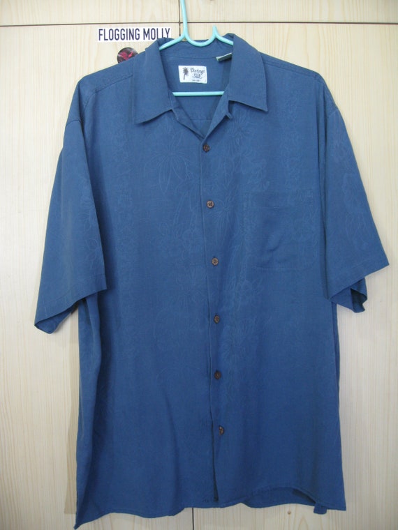 Mens XL Silk Vintage 1990s Waikiki Navy Blue Hawa… - image 2