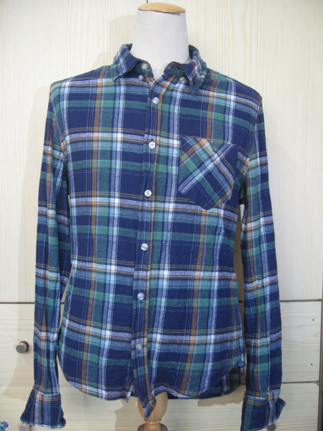 Vintage Japanese Flannel Long Sleeved Shirt Japan Casual