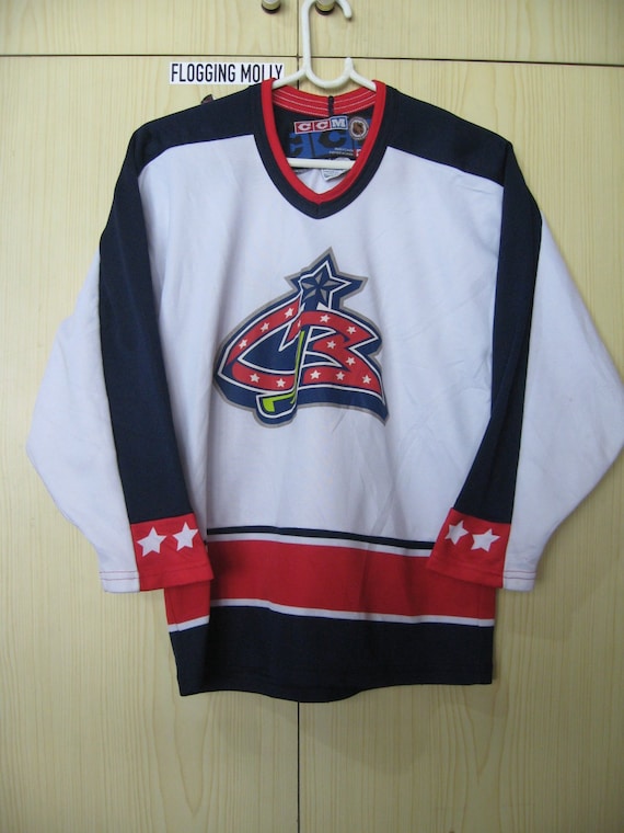 Vintage Columbus Blue Jackets Jersey Mens Large White CCM Hockey NHL