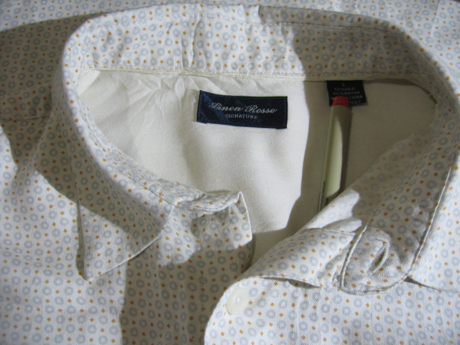 L Rayon 1990s Vintage Prada Linea Rossa White Polkadots