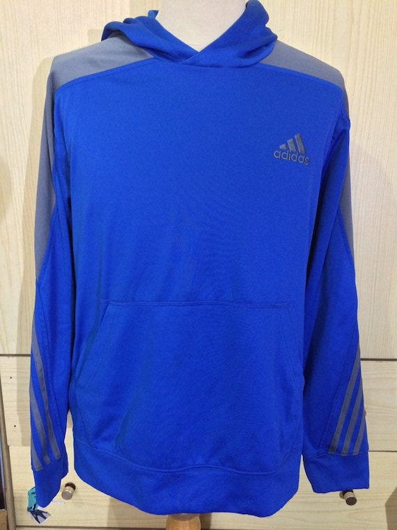 L Vintage ADIDAS Basketball Blue Hooded hoodie tr… - image 1