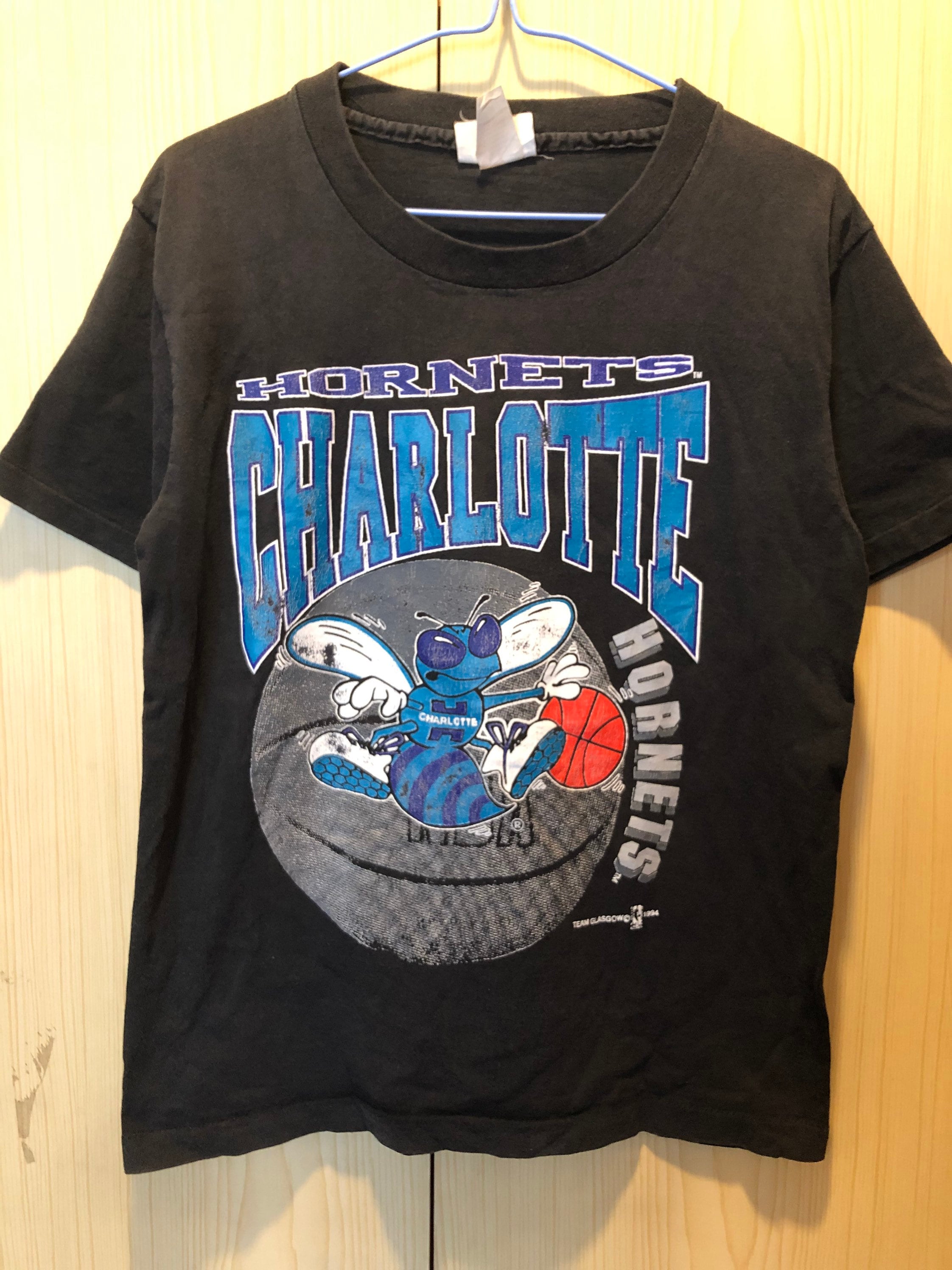 Charlotte Hornets Team Glasgow 90s Nba Basketball Vtg Print Tees T  