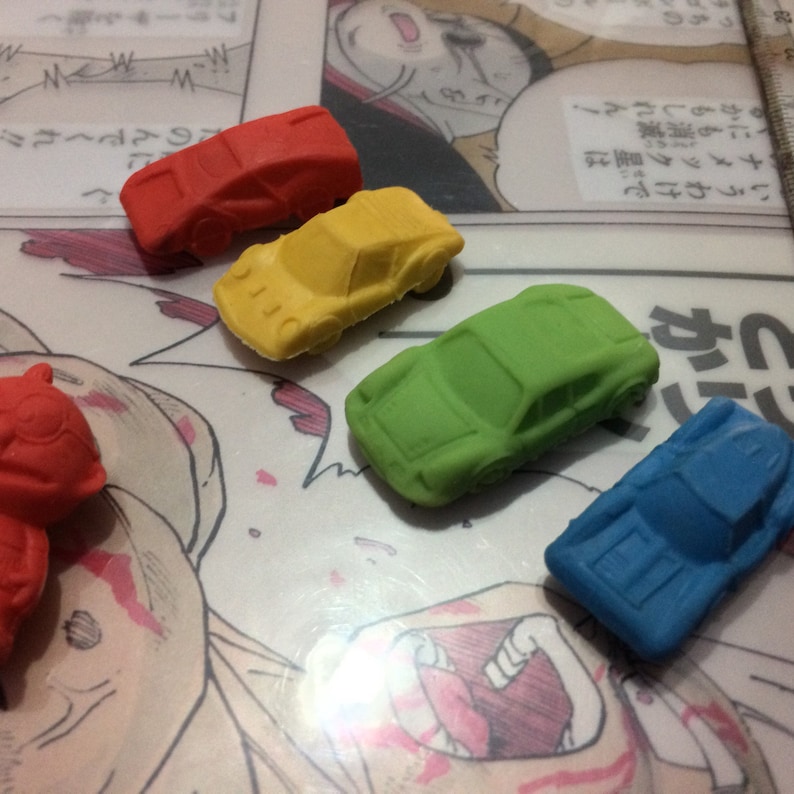 Vintage Retro toys 80s Japan Sport super Car cars Oldschool Kinkeshi Rubber toys M.U.S.C.L.E muscleman Figure toys LOT of 5 japanese