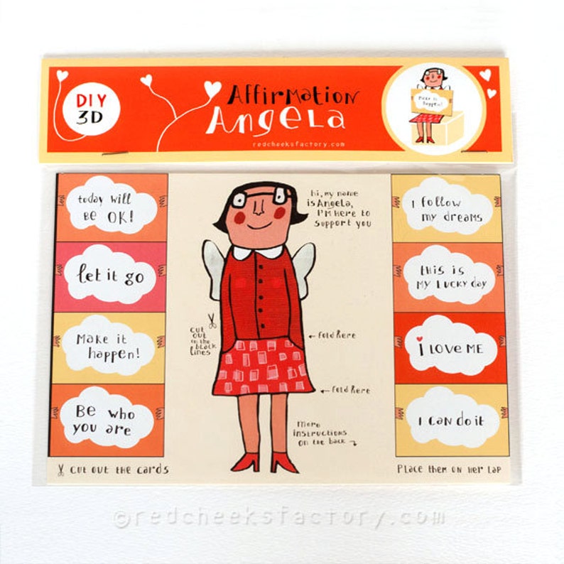 DIY 3D Affirmation Angela paper doll affirmation angel paper puppet affirmation cards positive quotes affirmation cardholder image 2