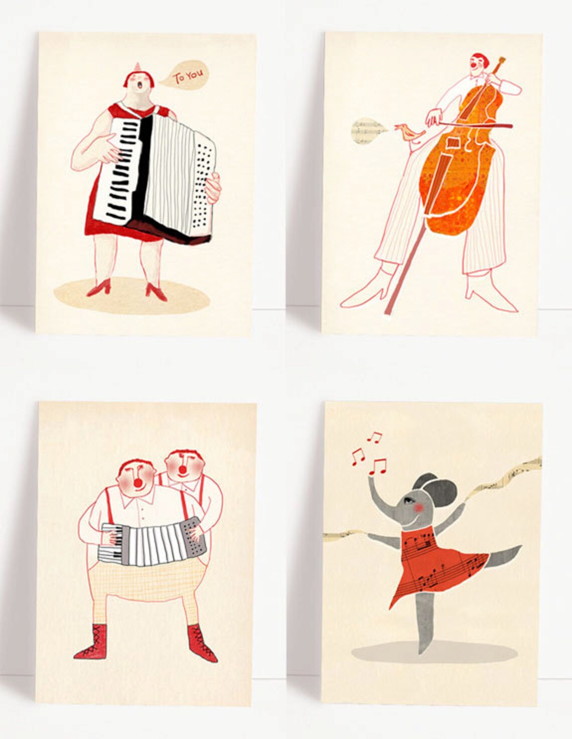 Set of 4 Various Music Postcards Music Greeting Cards Etsy