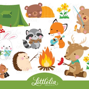 Woodland animal summer camp - camping forrest animal - 17026