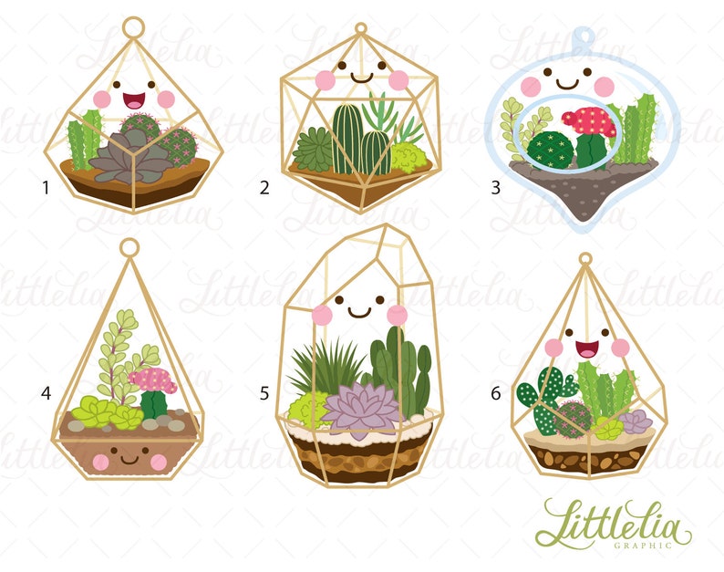 Terrarium kawaii clipart -plant clipart- indoor plant - 19004 image 2