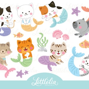 Mercat clipart - purrmaid clipart - cat clipart - 17011