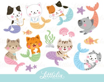 Mercat clipart - purrmaid clipart - cat clipart - 17011