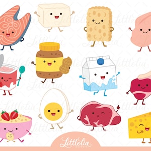 Boa fonte de proteína - clipart kawaii de comida - 23003 (incluindo clipart / arte em preto e branco)