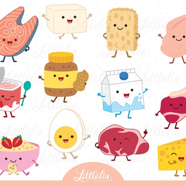 Good protein source - food kawaii clipart - 23003 (Including black and white clipart/ line art)