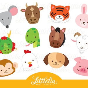 Chinese zodiac head - cute animal head - 16071