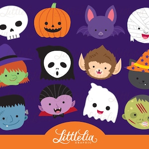 Halloween cute faces - halloween clipart - 16059