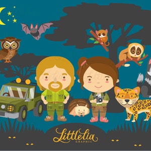 Exciting Safari Night Adventure clipart set/ instant download - 14016