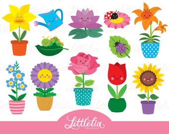 Flower clipart - Garden clipart - kawaii flower - 16020