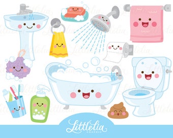 Bathroom kawaii clipart - bathroom clipart - 17049