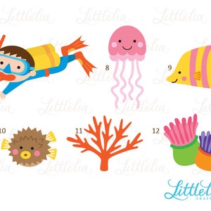 Undervattens clipart - Havsvän clipart - fisk clipart - delfin clipart 14038 bild 3