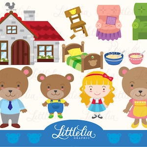 Goldilock and three bears clipart set/ digital download 14017