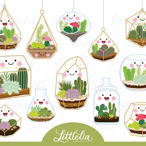 Terrarium kawaii clipart -plant clipart- indoor plant - 19004
