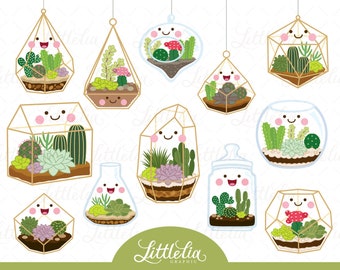 Terrarium kawaii clipart -plant clipart- indoor plant - 19004