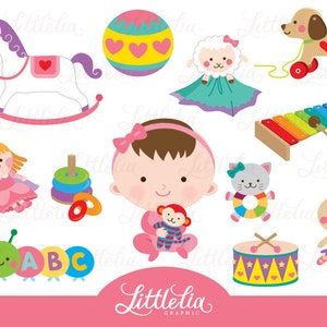 Baby girl toys clipart - baby toys - baby clipart - 16037