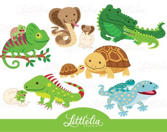 Reptile mom and baby clipart - motherhood clipart - 17044