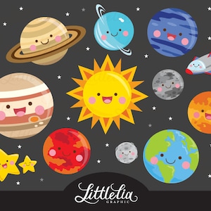 Solar system kawaii clipart space clipart 17007 image 1