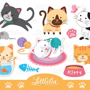 Lovely cat clipart - cute cat clipart - cat lover clipart