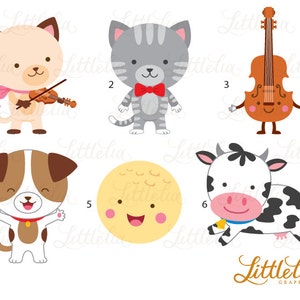 Hey Diddle Diddle Clipart - Nursery Rhymes Clipart - 15088 - Etsy