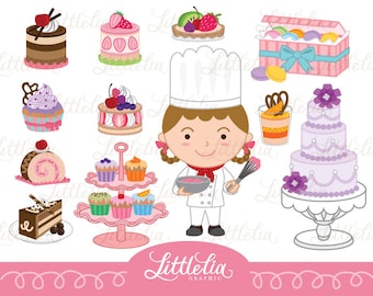 Téléchargement immédiat 14031 Pastry chef - clipart doux-