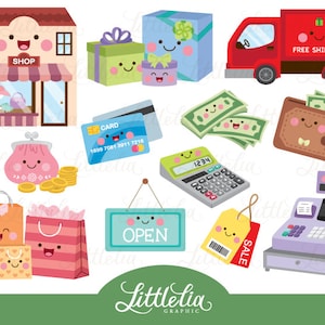 shopping kawaii - shopping clipart - 17008