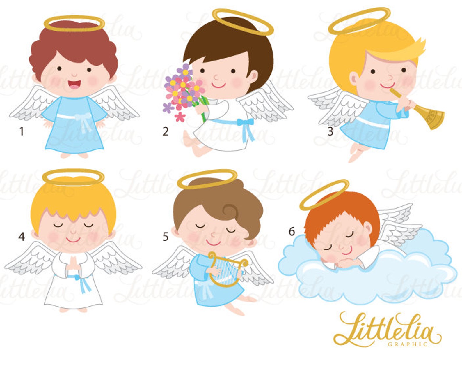 Angels Clipart Angel Boys Clipart 17050 | Etsy