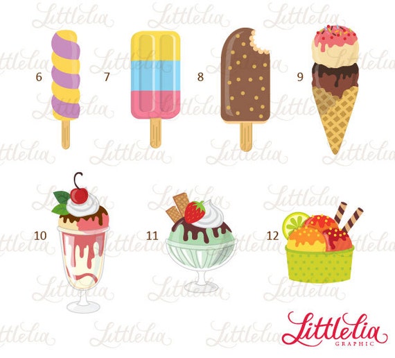 Yummy Ice Cream Clipart Set / Instant Download 14002 