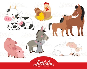 farm mom and baby clipart - family clipart - 16055
