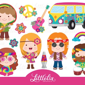 Flower power clipart - hippies clipart - 17040