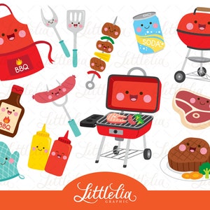 BBQ kawaii clipart - barbecue kawaii - 17020