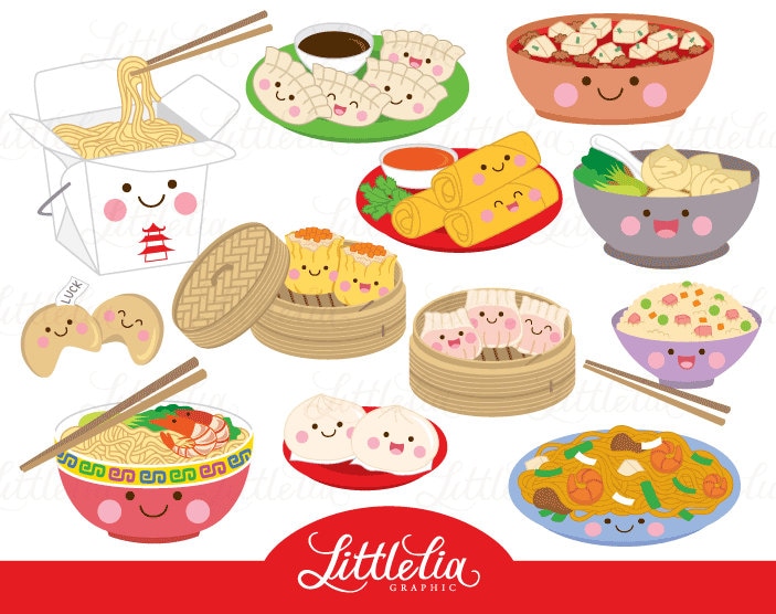 Chinese Food Kawaii Clipart Food Kawaii 17018 - Etsy