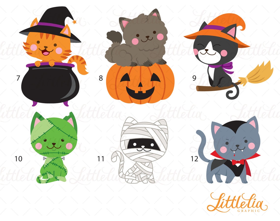 Halloween cat cute cat 19001 | Etsy