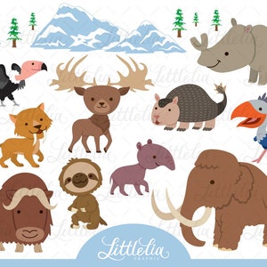 Imágenes prediseñadas de animales de la edad de hielo - animales de nieve - 22002 (Incluye imágenes prediseñadas en blanco y negro/arte lineal)