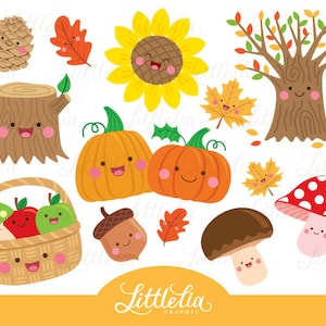 Autumn kawaii - autumn clipart - 16048