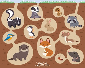 Burrowing animal clipart - critter animal clipart- 22004 (Including black and white clipart/ line art)