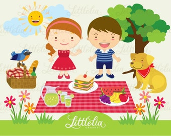 Summer Happy Picnic clipart set / instant download - 14004