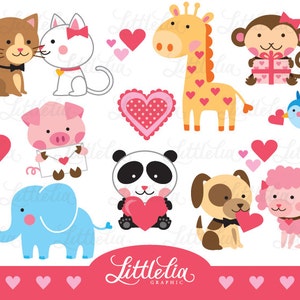 Animal love clipart - valentine clipart - love clipart - 15002