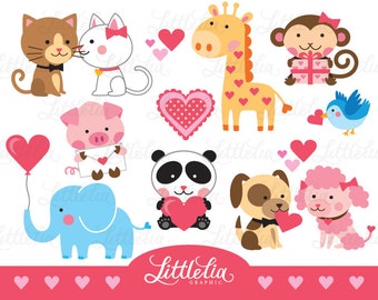 Animal love clipart - valentine clipart - love clipart - 15002