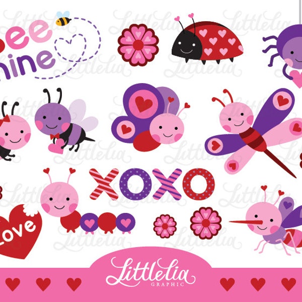 Valentine clipart - Bug love clipart - bug clipart - 15001